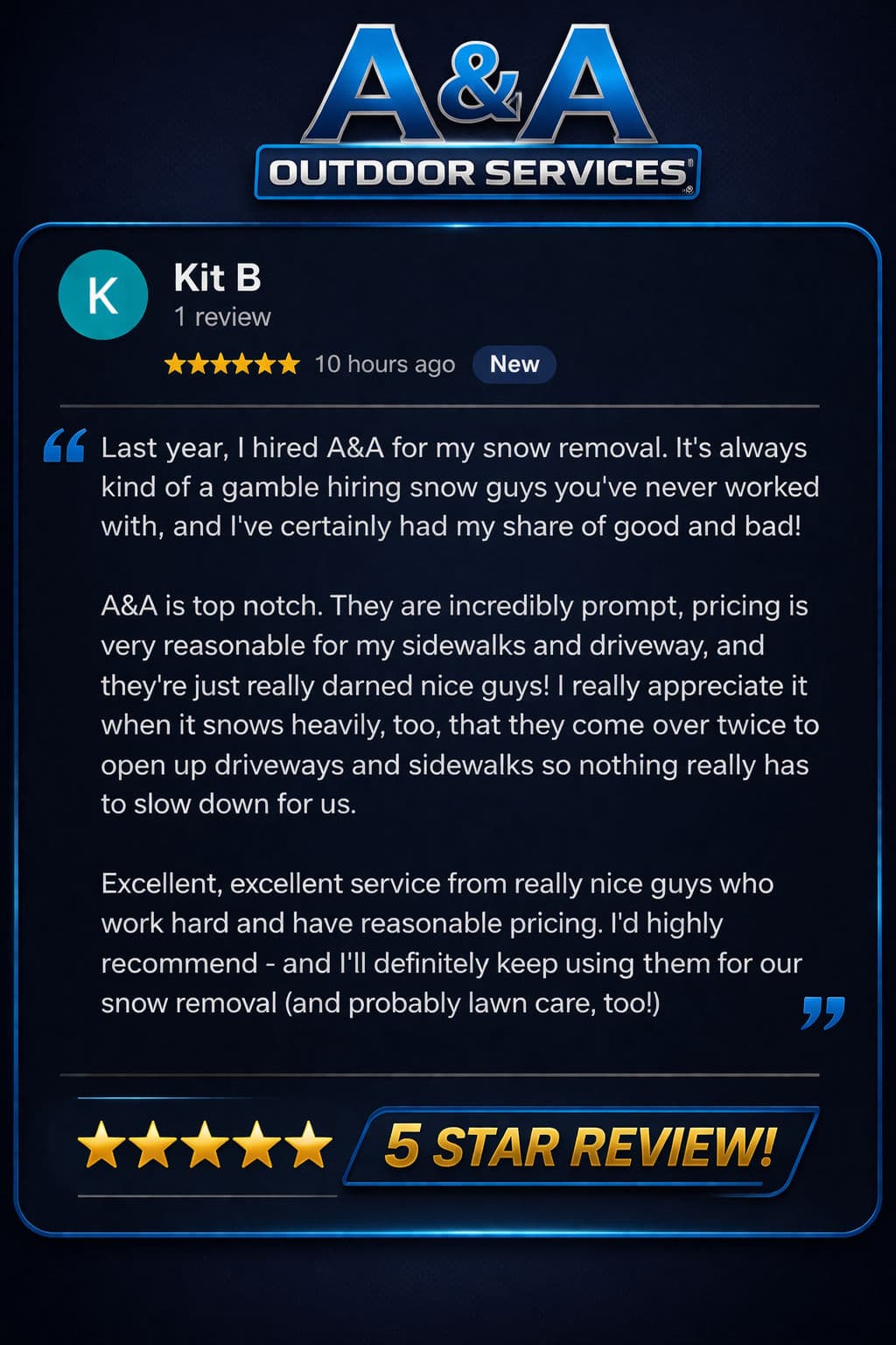 Celebrating 60 Five-Star Reviews with A&A Outdoor Services image