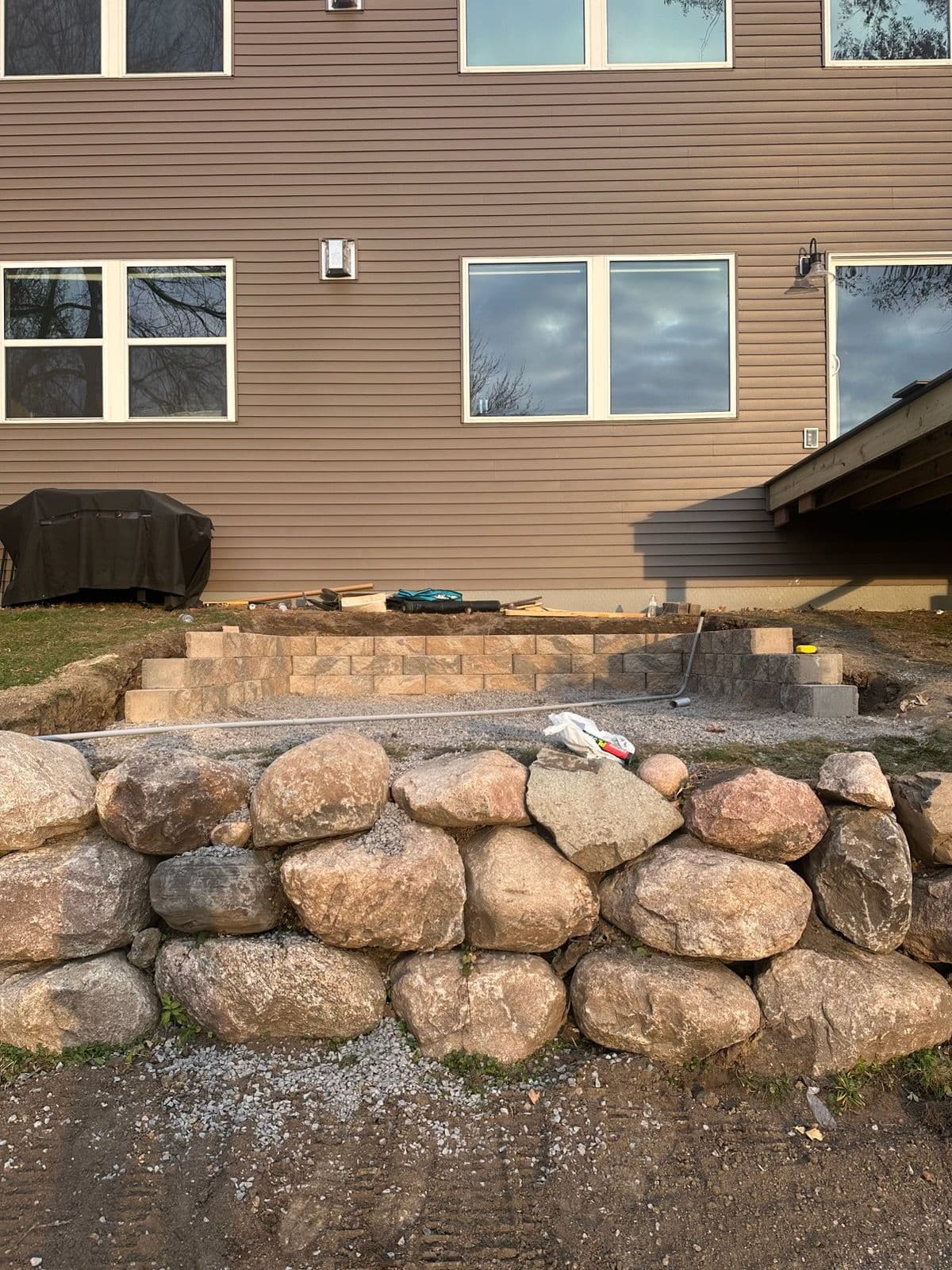 Backyard Transformation with Custom Hardscape image